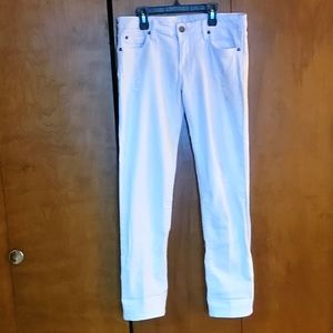 Distressed white boyfriend jeans